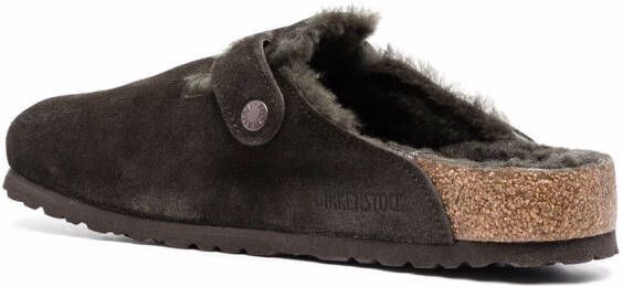 Birkenstock Boston shearling-trimmed suede slippers Brown