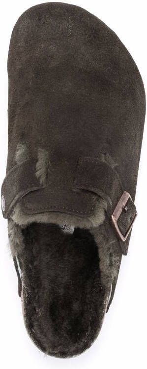 Birkenstock Boston shearling-trimmed suede slippers Brown