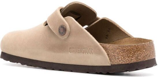 Birkenstock buckle-detail leather slippers Brown