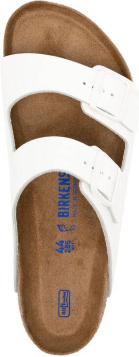 Birkenstock buckled open toe leather slippers White