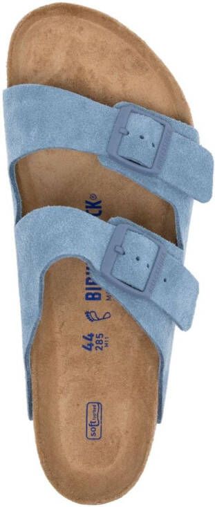 Birkenstock buckled open toe suede slippers Blue