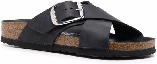 Birkenstock cross-strap leather sandals Black