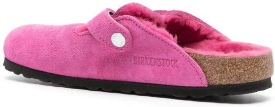 Birkenstock engraved-logo leather slides Pink