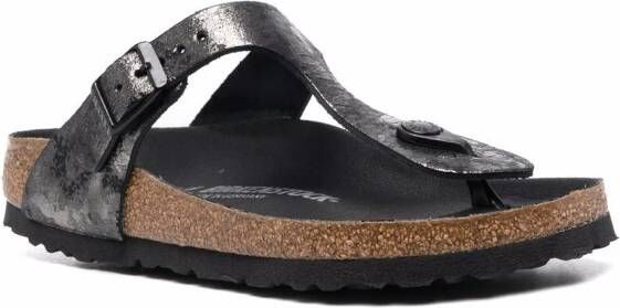 Birkenstock Gizeh cracked-effect flip flops Black
