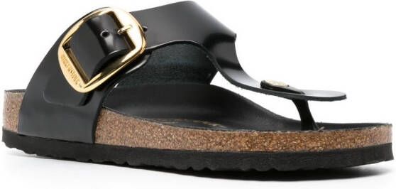 Birkenstock Gizeh logo-engraved leather sandals Black