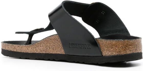 Birkenstock Gizeh logo-engraved leather sandals Black