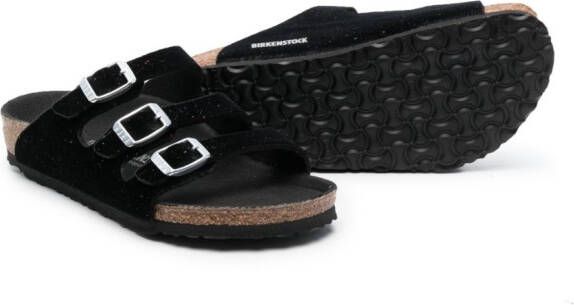 Birkenstock Kids Arizona buckle-fastening glitter sandals Black