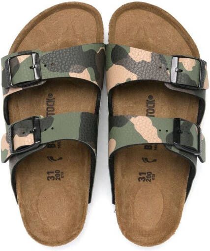 Birkenstock Kids Arizona camouflage print sandals Green