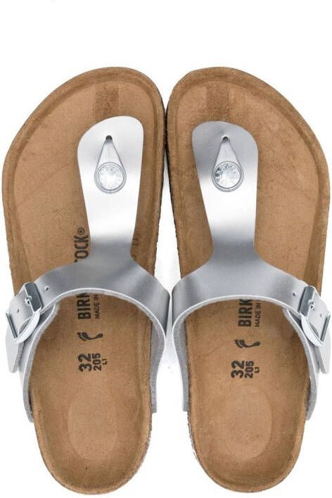 Birkenstock Kids Birko-flor metallic-effect sandals Grey