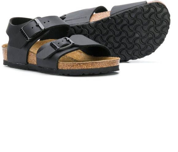 Birkenstock Kids buckle flat sandals Black