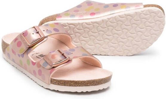 Birkenstock Kids double-strap leather sandals Pink