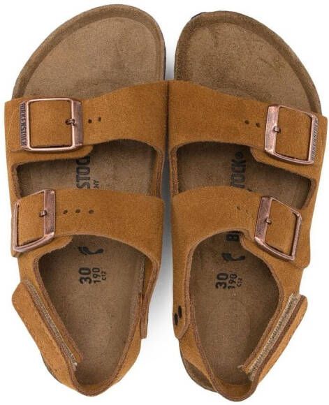 Birkenstock Kids double-strap suede sandals Brown