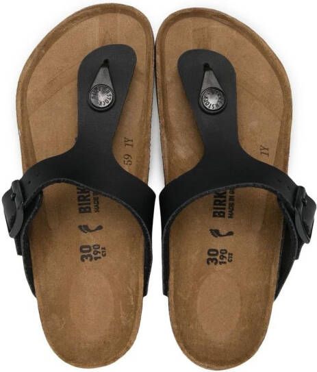 Birkenstock Kids Gizeh thong-strap leather sandals Black
