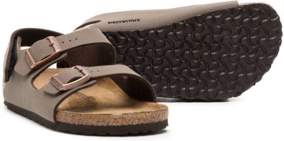 Birkenstock Kids leather flat sandals Brown