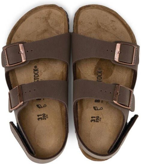 Birkenstock Kids leather flat sandals Brown