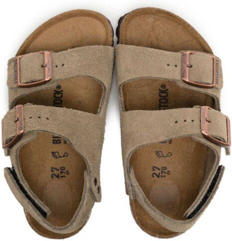 Birkenstock Kids Milano buckled suede sandals Green