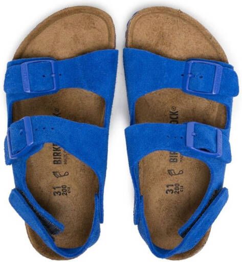 Birkenstock Kids Milano slingback suede sandals Blue