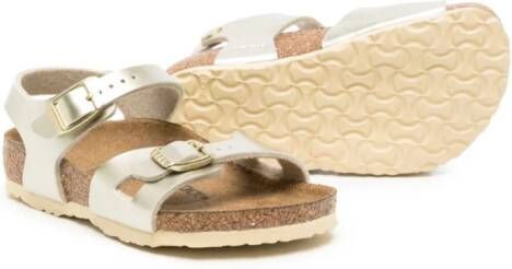 Birkenstock Kids Rio double-strap metallic sandals Gold