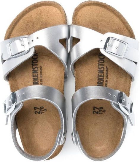 Birkenstock Kids Rio metallic-effect sandals Silver