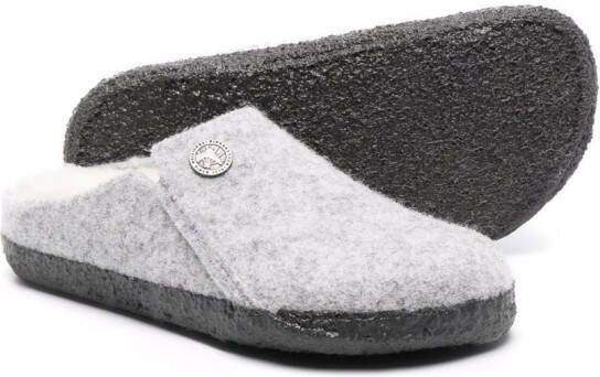 Birkenstock Kids slip-on shearling slippers Grey