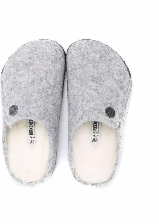 Birkenstock Kids slip-on shearling slippers Grey