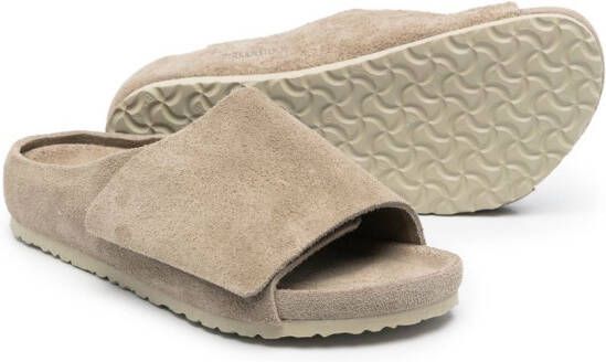 Birkenstock Kids suede touch-strap sandals Neutrals