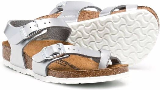 Birkenstock Kids Taormina metallic-effect sandals Silver