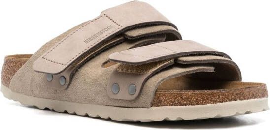 Birkenstock Kyoto touch-strap leather sandals Grey