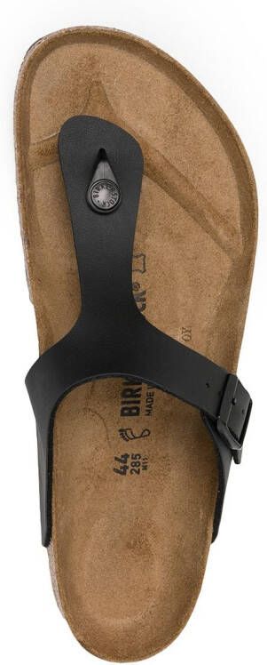 Birkenstock leather buckle flip flops Black