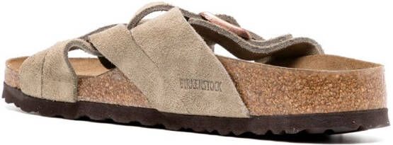Birkenstock Lugano suede open-toe sandals Brown