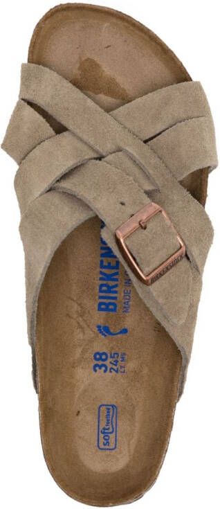 Birkenstock Lugano suede open-toe sandals Brown