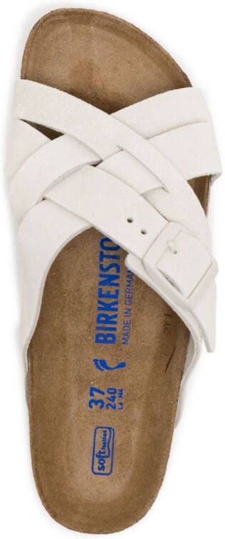 Birkenstock Lugano suede open-toe sandals Neutrals