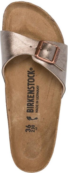 Birkenstock Madrid metallic-effect leather sandals Grey