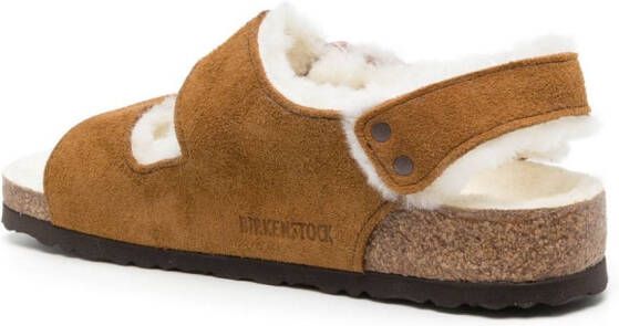 Birkenstock Milano buckled suede sandals Brown
