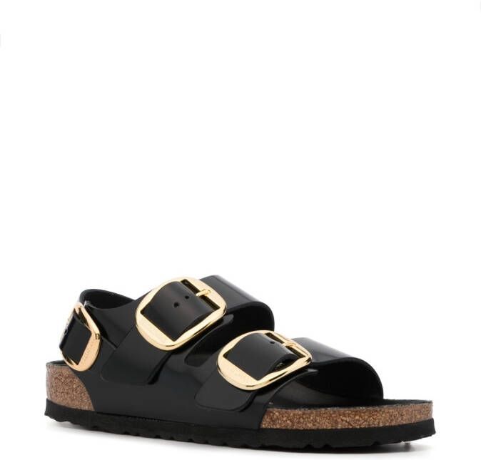 Birkenstock Milano leather flat sandals Black