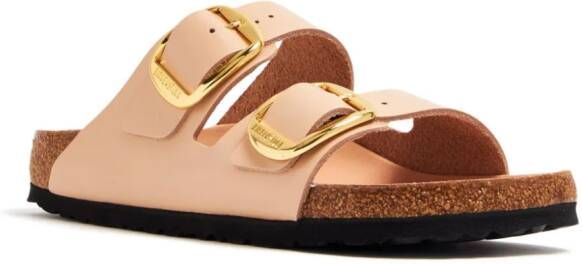 Birkenstock open-toe slip-on buckled leather sandals Neutrals