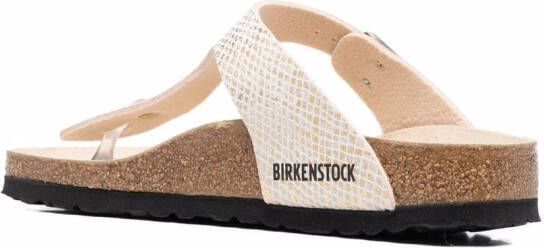 Birkenstock python-effect Gizeh T-bar sandals Gold