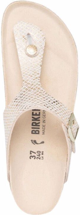 Birkenstock python-effect Gizeh T-bar sandals Gold