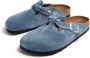 Birkenstock round toe buckle-detailing suede mules Blue - Thumbnail 4