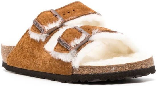 Birkenstock shearling-lined slip-on sandals Brown