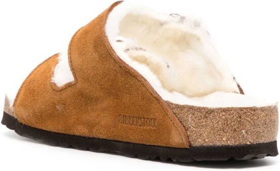 Birkenstock shearling-lined slip-on sandals Brown