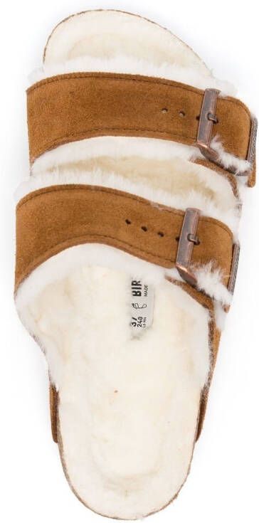 Birkenstock shearling-lined slip-on sandals Brown