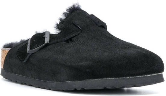 Birkenstock shearling lined slippers Black