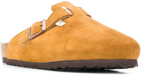 Birkenstock shearling lined slippers Brown