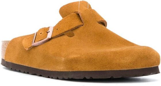 Birkenstock suede buckle slippers Brown