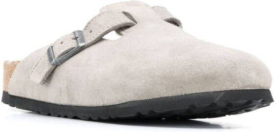 Birkenstock suede shearling lined slippers Grey