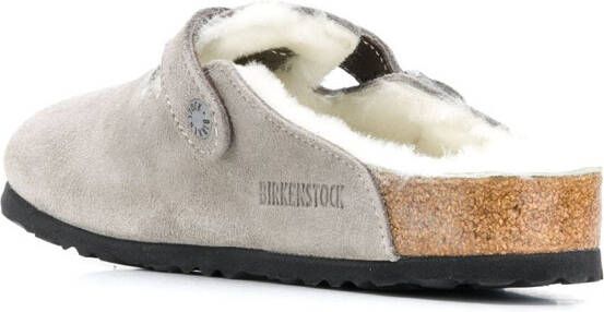 Birkenstock suede shearling lined slippers Grey