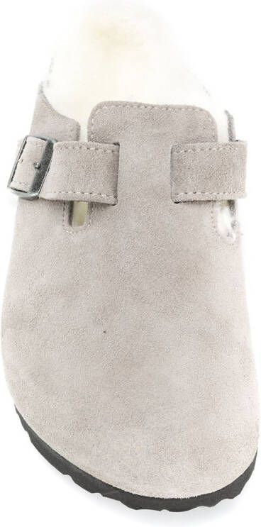 Birkenstock suede shearling lined slippers Grey