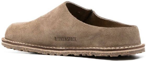 Birkenstock Zermatt logo-debossed suede slippers Brown