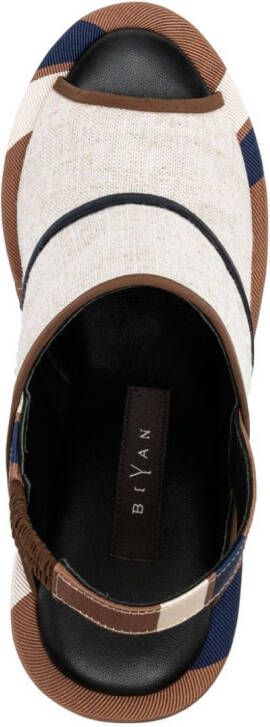 Biyan wedge linen sandals Brown